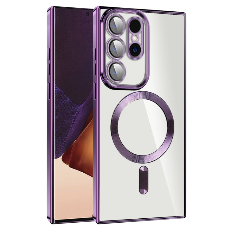 For Samsung Galaxy Note20 Ultra CD Texture Plating TPU MagSafe Phone Case with Lens Film(Dark Purple) by buy2fix