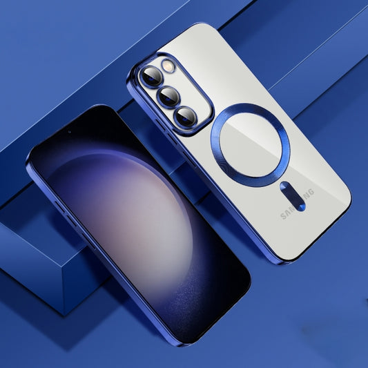 For Samsung Galaxy Note20 Ultra CD Texture Plating TPU MagSafe Phone Case with Lens Film(Royal Blue) by buy2fix
