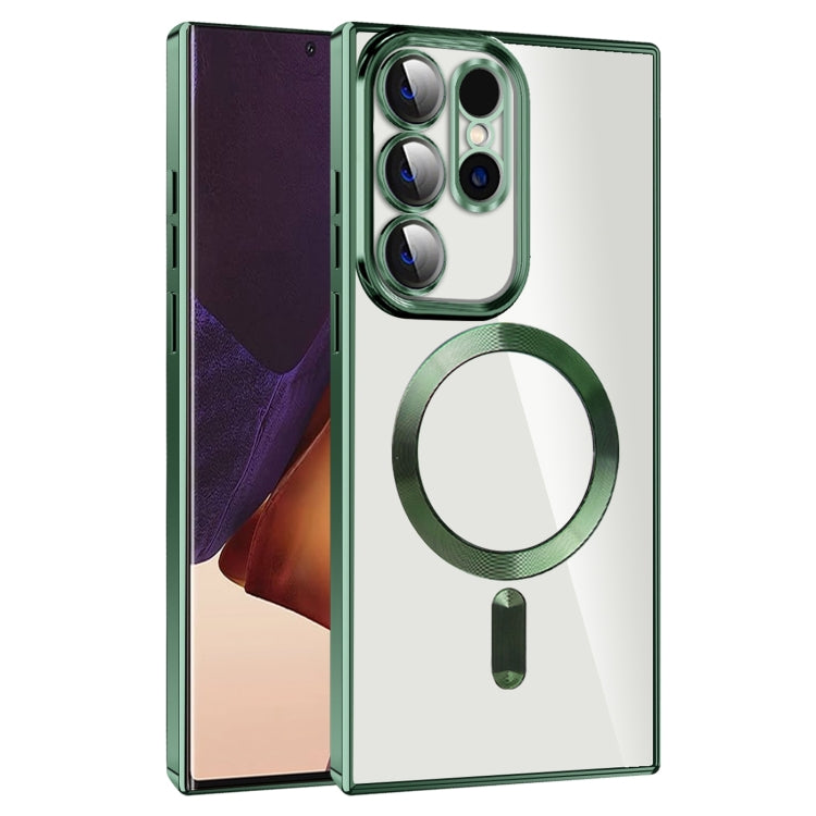 For Samsung Galaxy Note20 Ultra CD Texture Plating TPU MagSafe Phone Case with Lens Film(Dark Green) by buy2fix