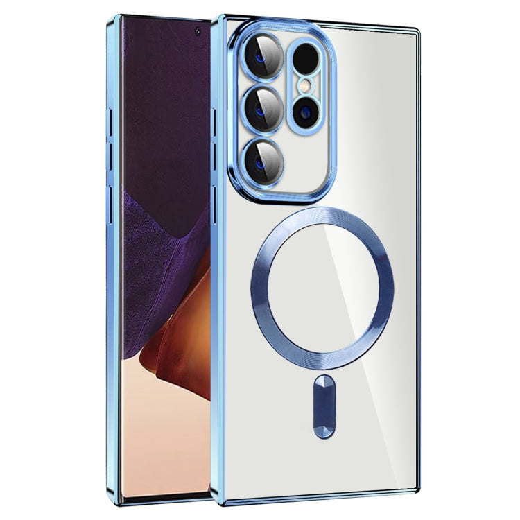 For Samsung Galaxy Note20 Ultra CD Texture Plating TPU MagSafe Phone Case with Lens Film(Sierra Blue) by buy2fix