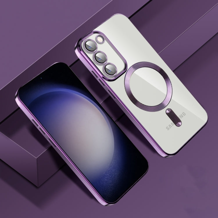 For Samsung Galaxy S20 FE CD Texture Plating TPU MagSafe Phone Case with Lens Film(Dark Purple) by buy2fix