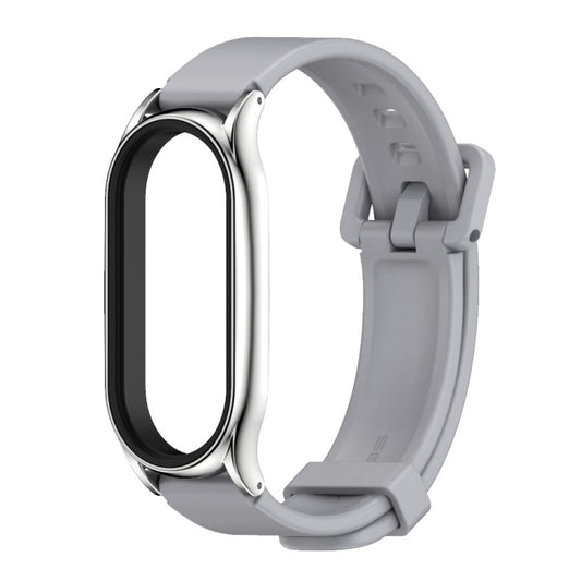 For Xiaomi Mi Band 8 Mijobs Plus Case Silicone Watch Band(Grey Silver) by MIJOBS
