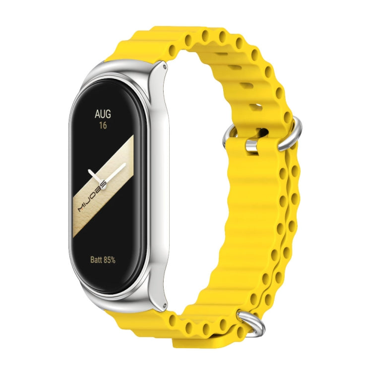 For Xiaomi Mi Band 8 Mijobs CS Case Marine Silicone Breathable Watch Band(Yellow Silver) by MIJOBS