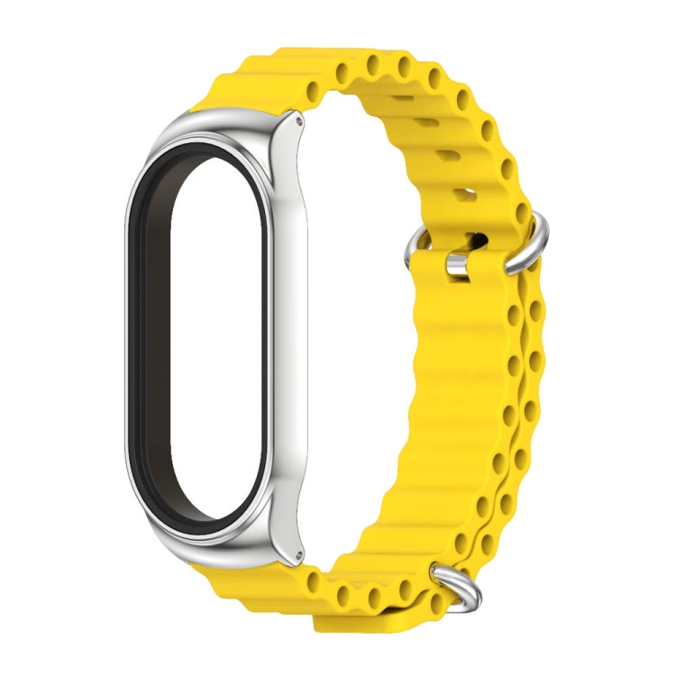 For Xiaomi Mi Band 8 Mijobs CS Case Marine Silicone Breathable Watch Band(Yellow Silver) by MIJOBS