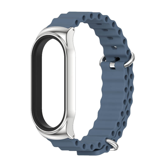 For Xiaomi Mi Band 8 Mijobs CS Case Marine Silicone Breathable Watch Band(Space Blue Silver) by MIJOBS