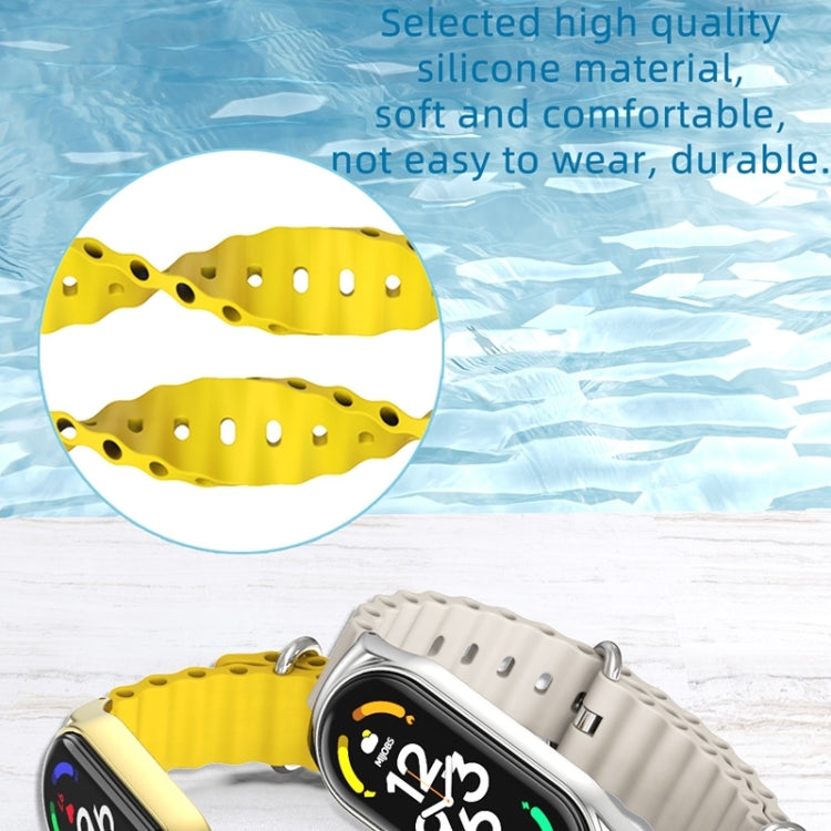 For Xiaomi Mi Band 8 Mijobs CS Case Marine Silicone Breathable Watch Band(Yellow Silver) by MIJOBS