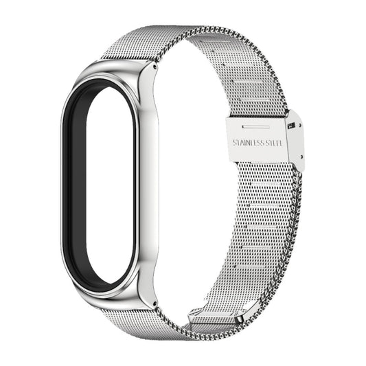 For Xiaomi Mi Band 8 Mijobs CS Case Milan Buckle Metal Watch Band(Silver) by MIJOBS