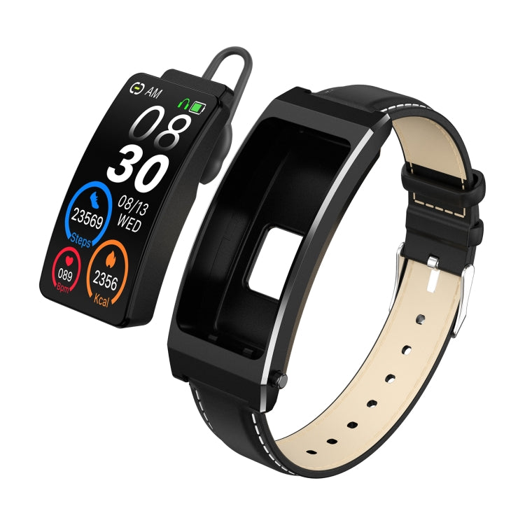 K13S 1.14 inch TFT Screen Leather Strap Smart Calling Bracelet Supports Sleep Management/Blood Oxygen Monitoring(Black) by buy2fix
