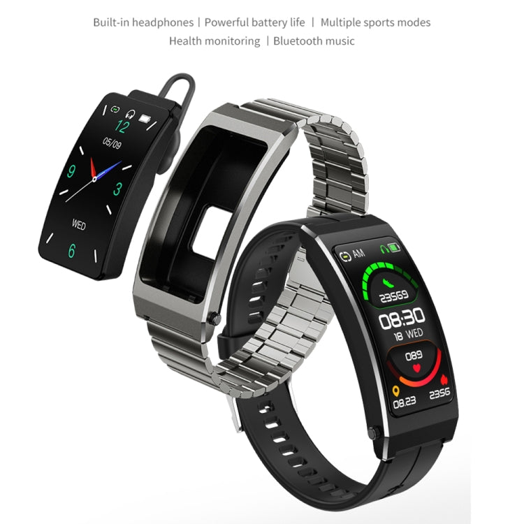 K13S 1.14 inch TFT Screen Leather Strap Smart Calling Bracelet Supports Sleep Management/Blood Oxygen Monitoring(Black) by buy2fix