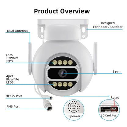 A8-C2 2MP Smart WiFi Surveillance IP Camera, Dual-light Full Color Night Vision / Two Way Audio / TF Card, Power Plug:UK Plug(White) by buy2fix