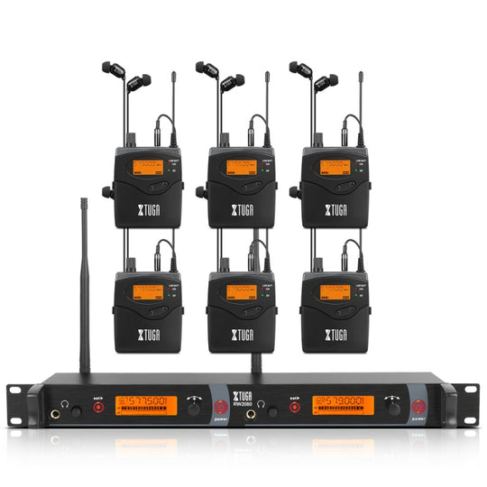 XTUGA RW2080 UHF Wireless Stage Singer In-Ear Monitor System 6 BodyPacks(US Plug)