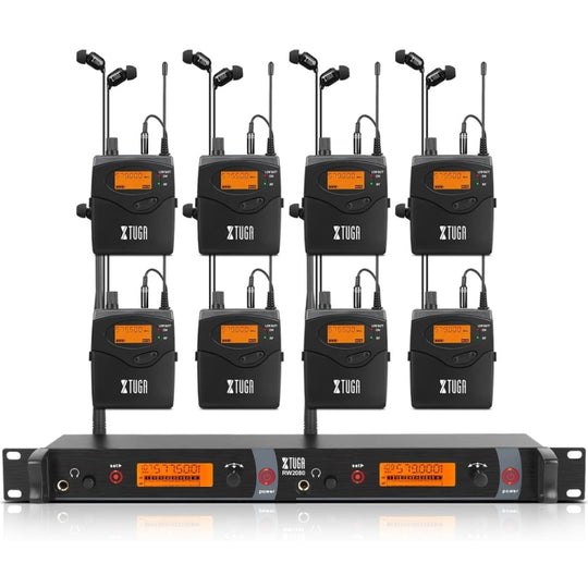 XTUGA RW2080 UHF Wireless Stage Singer In-Ear Monitor System 8 BodyPacks(EU Plug)