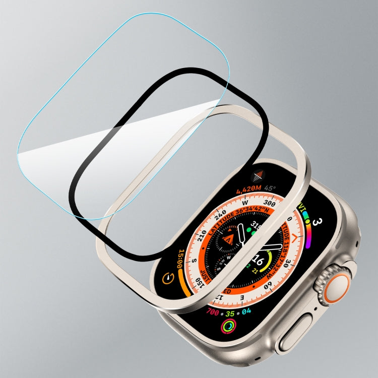 For Apple Watch Ultra 49mm Aluminum Alloy Frame Integrated Tempered Film(Original Color) by buy2fix