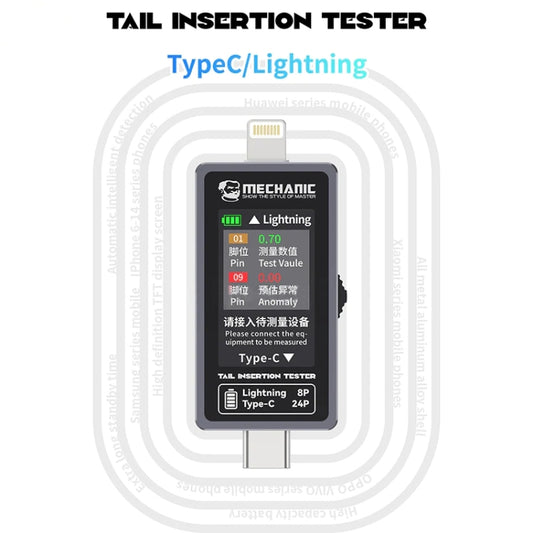 Mechanic T-824 Type-C to Lightning High Precision Digital Display Tail Insertion Tester by MECHANIC