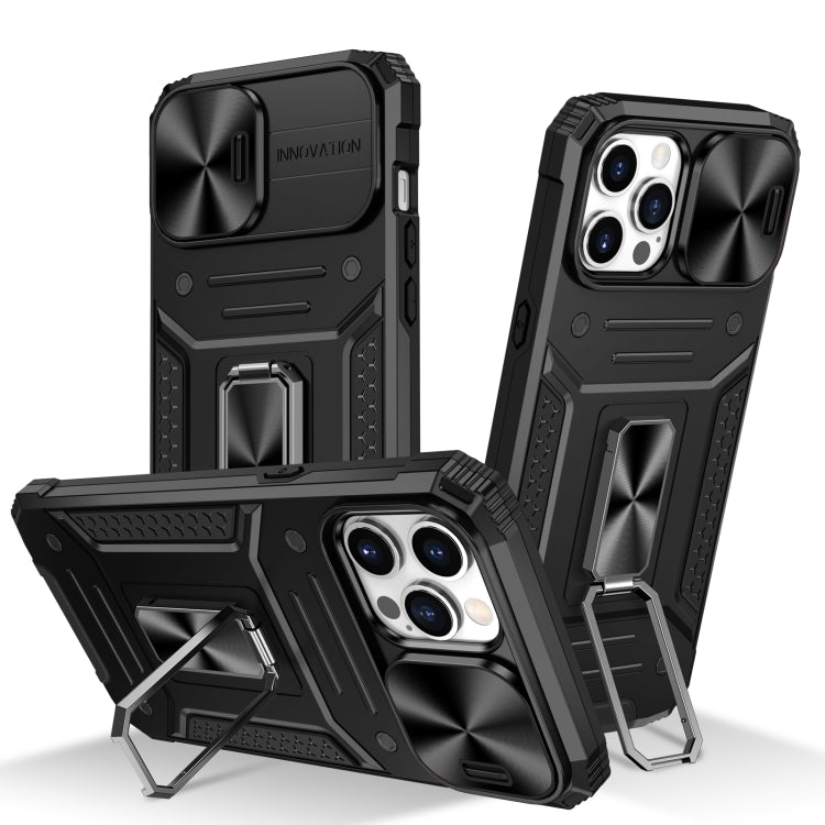 For iPhone 12 Pro Max Camshield Robot TPU Hybrid PC Phone Case(Black) by buy2fix