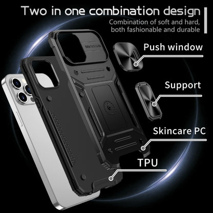 For iPhone 12 Pro Max Camshield Robot TPU Hybrid PC Phone Case(Black) by buy2fix