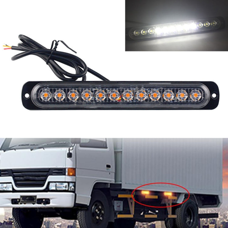 DC12V-24V / 36W Car Truck Emergency Strobe Flash Warning Light 12LEDs Long Ultra-thin Side Lights(White) - In Car by buy2fix | Online Shopping UK | buy2fix