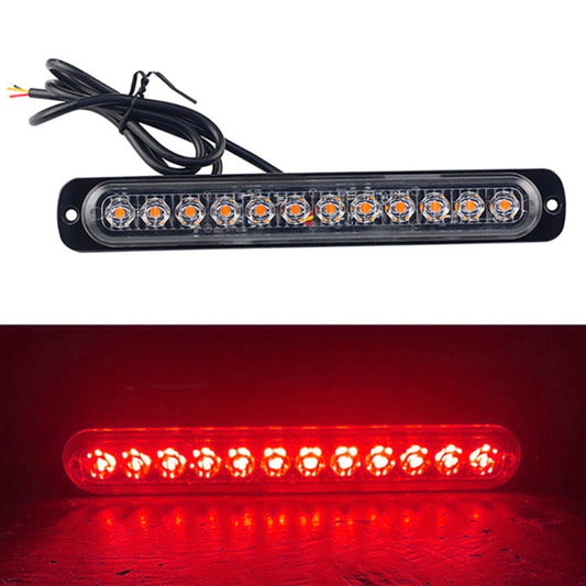 DC12V-24V / 36W Car Truck Emergency Strobe Flash Warning Light 12LEDs Long Ultra-thin Side Lights(Red) by buy2fix
