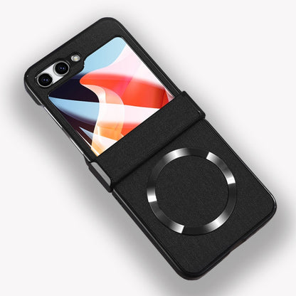 For Samsung Galaxy Z Flip5 MagSafe Back Screen Film Integrated Cloth Texture Phone Case(Black) by buy2fix