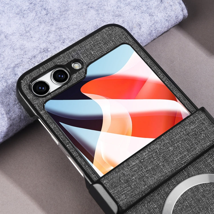 For Samsung Galaxy Z Flip5 MagSafe Back Screen Film Integrated Cloth Texture Phone Case(Black) by buy2fix