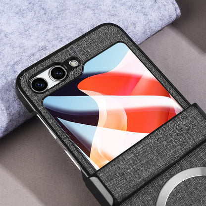 For Samsung Galaxy Z Flip5 MagSafe Back Screen Film Integrated Cloth Texture Phone Case(Black) by buy2fix