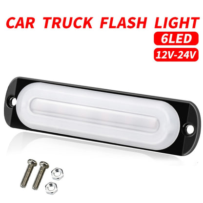 DC12V-24V / 18W Car Truck Emergency Strobe Flash Warning Light 6LEDs Ultra-thin Side Lights(White + Red) - In Car by buy2fix | Online Shopping UK | buy2fix