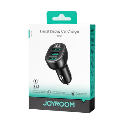 JOYROOM JR-CCD03 3.4A 3 x USB Ports Digital Display Car Charger(Black) - Car Charger by JOYROOM | Online Shopping UK | buy2fix