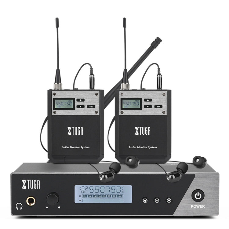 XTUGA  IEM1100 Professional Wireless In Ear Monitor System 2 BodyPacks(US Plug) - Microphone by XTUGA | Online Shopping UK | buy2fix