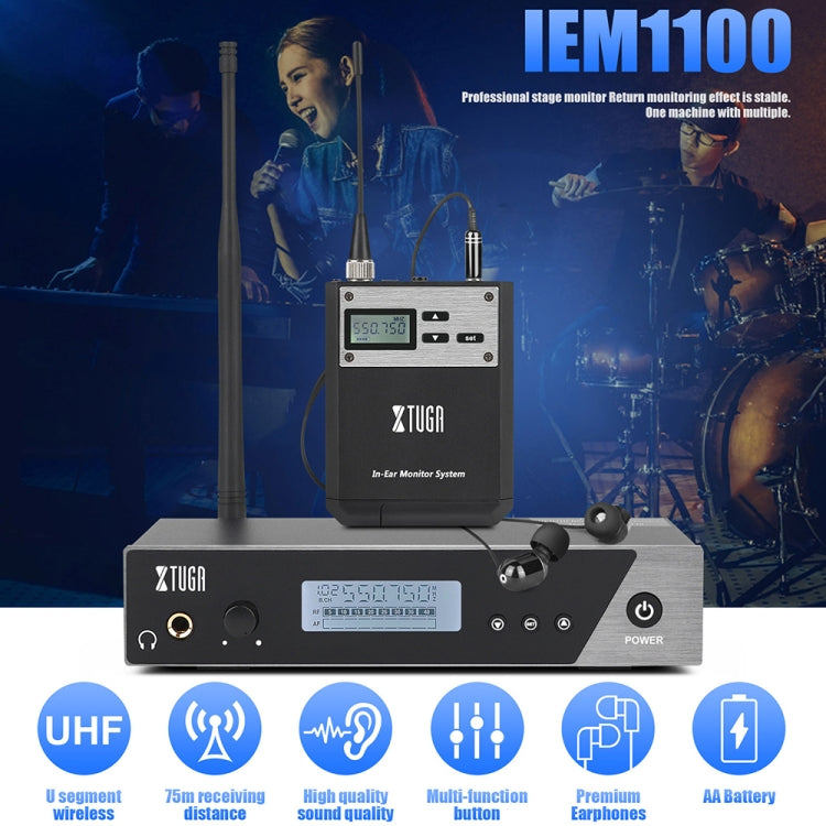 XTUGA  IEM1100 Professional Wireless In Ear Monitor System 5 BodyPacks(EU Plug) - Microphone by XTUGA | Online Shopping UK | buy2fix