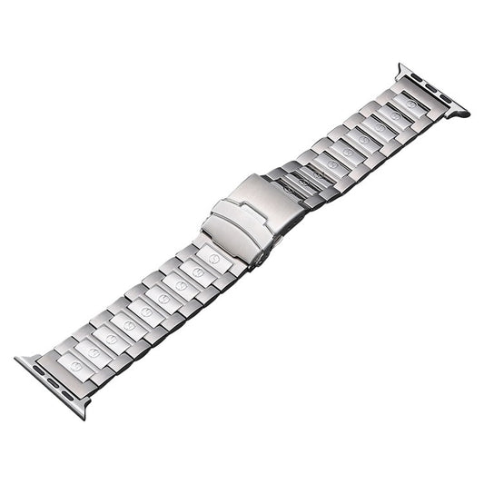 For Apple Watch Series 5 44mm Safety Buckle Titanium Steel Watch Band(Silver) - Watch Bands by buy2fix | Online Shopping UK | buy2fix