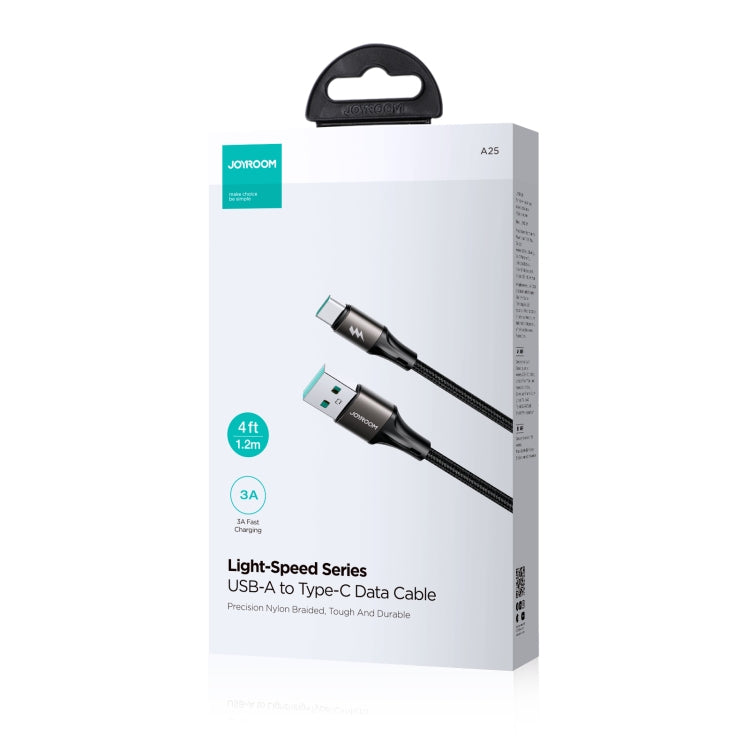 JOYROOM SA25-AC3 3A USB to USB-C/Type-C Fast Charge Data Cable, Length:2m(Black) - USB-C & Type-C Cable by JOYROOM | Online Shopping UK | buy2fix