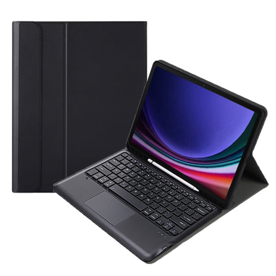 For Samsung Galaxy Tab S9+ / S9 FE+ A810B-A Touch Pad Detachable Bluetooth Keyboard Leather Tablet Case(Black)