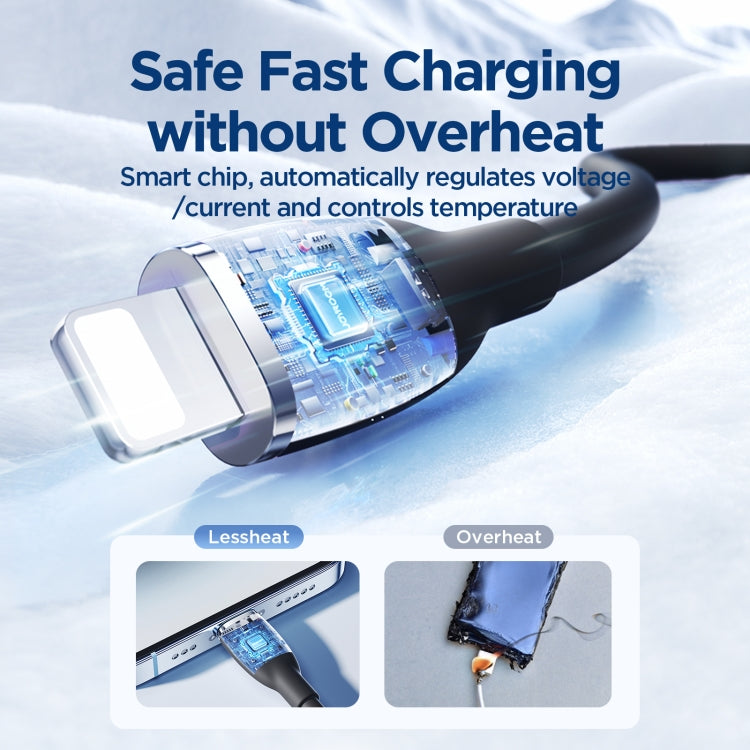 JOYROOM SA29-CL3 30W USB-C/Type-C to 8 Pin Liquid Silicone Fast Charging Data Cable, Length: 1.2m(Black) by JOYROOM