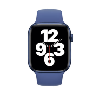 For Apple Watch Series 7 45mm / 6 & SE & 5 & 4 44mm / 3 & 2 & 1 42mm Solid Color Elastic Silicone Watch Band, Size:M 143mm (Aqua Blue) by buy2fix