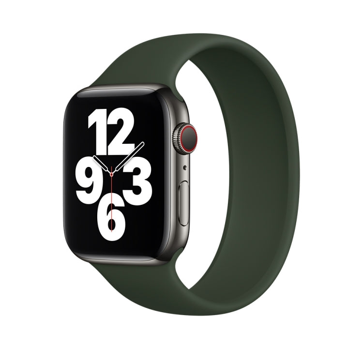For Apple Watch Ultra 49mm&Watch Ultra 2 49mm / Series 9&8&7 45mm / SE 3&SE 2&6&SE&5&4 44mm / 3&2&1 42mm Solid Color Elastic Silicone Watch Band, Size:L 156mm (Dark Green) by buy2fix