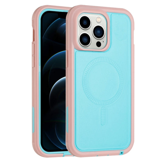 For iPhone 12 Pro Max Defender Series XT MagSafe Magnetic PC + TPU Shockproof Phone Case(Turquoise+Pink) by buy2fix