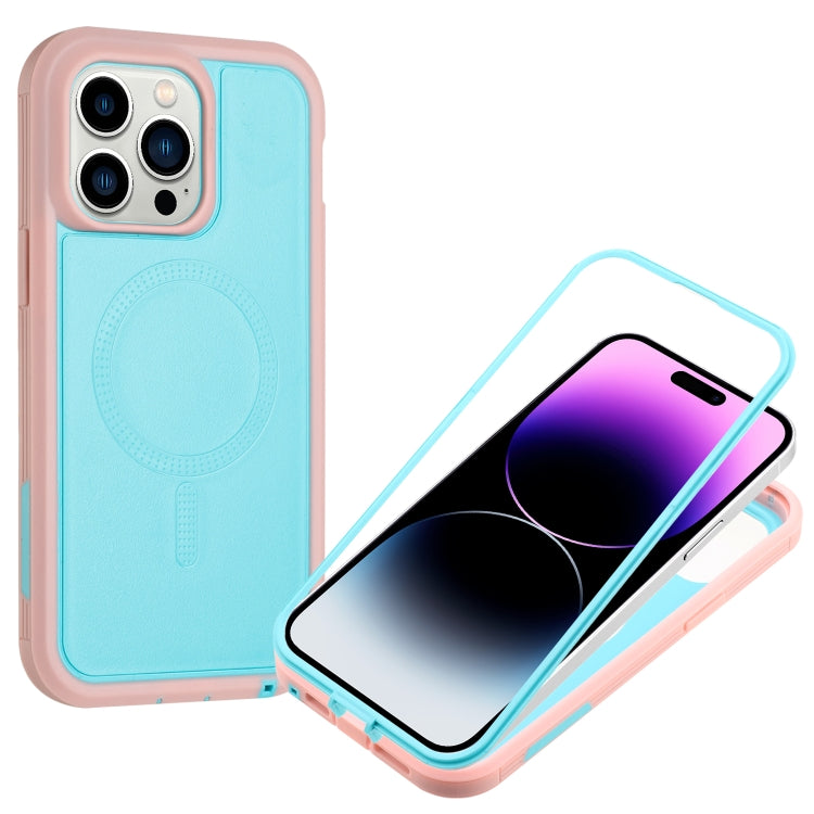 For iPhone 12 Pro Max Defender Series XT MagSafe Magnetic PC + TPU Shockproof Phone Case(Turquoise+Pink) by buy2fix