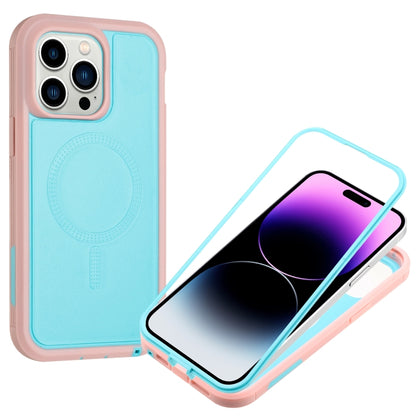For iPhone 12 Pro Max Defender Series XT MagSafe Magnetic PC + TPU Shockproof Phone Case(Turquoise+Pink) by buy2fix