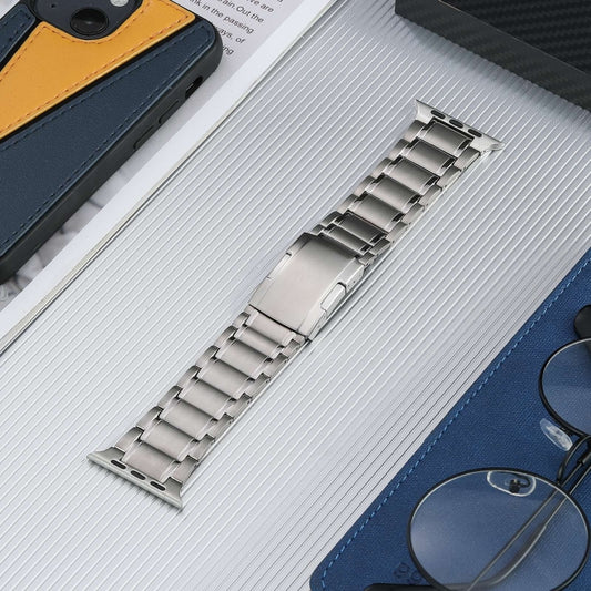 For Apple Watch Series 4 44mm Five Beads Turtle Buckle Titanium Steel Watch Band(Silver) by buy2fix