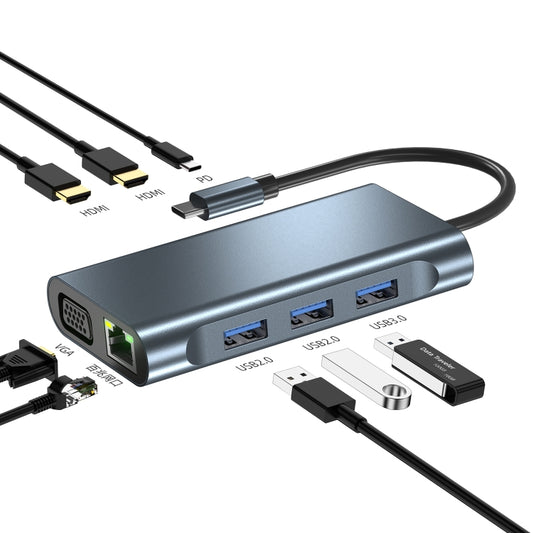 2311 8 in 1 USB-C / Type-C to USB Multifunctional Docking Station HUB Adapter - USB HUB by buy2fix | Online Shopping UK | buy2fix
