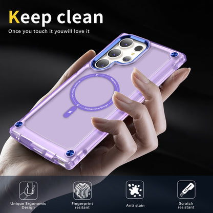 For Samsung Galaxy S23 Ultra 5G Skin Feel TPU + PC MagSafe Magnetic Phone Case(Transparent Purple) - Galaxy S23 Ultra 5G Cases by buy2fix | Online Shopping UK | buy2fix