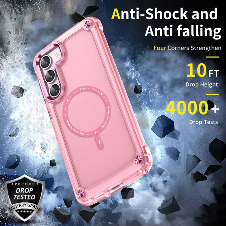 For Samsung Galaxy S23+ 5G Skin Feel TPU + PC MagSafe Magnetic Phone Case(Transparent Pink) - Galaxy S23+ 5G Cases by buy2fix | Online Shopping UK | buy2fix