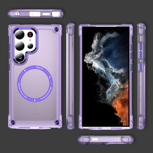 For Samsung Galaxy S24 Ultra 5G Skin Feel TPU + PC MagSafe Magnetic Phone Case(Transparent Purple) by buy2fix