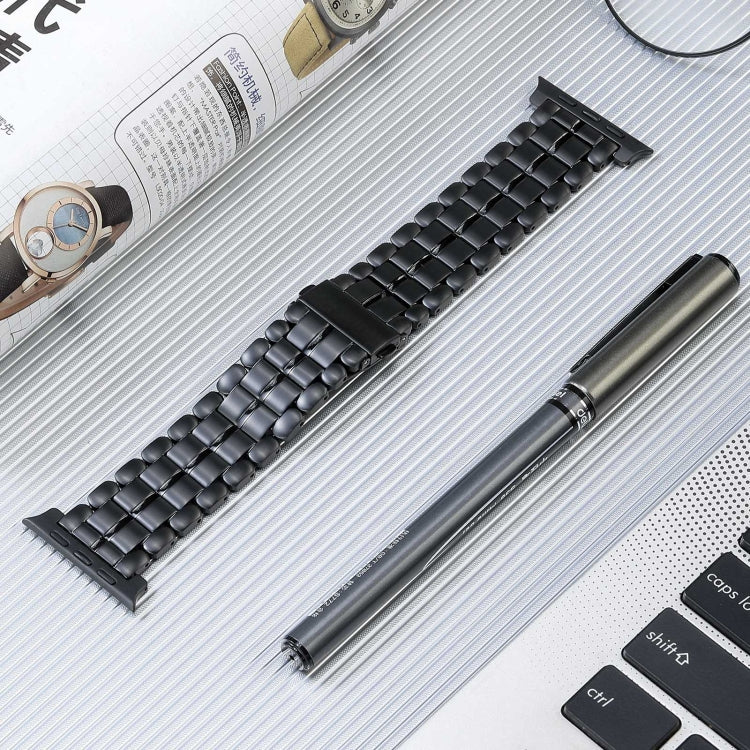 For Apple Watch Series 6 44mm Five Beads Titanium Steel Watch Band(Black) by buy2fix