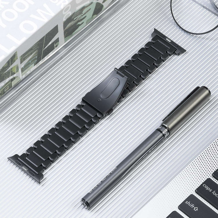 For Apple Watch Series 6 44mm Five Beads Titanium Steel Watch Band(Black) by buy2fix