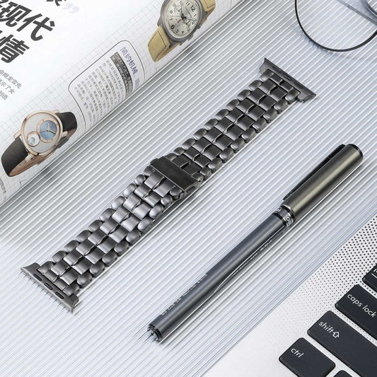 For Apple Watch SE 2023 44mm Five Beads Titanium Steel Watch Band(Grey) by buy2fix