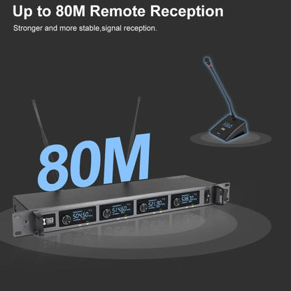 XTUGA A140-C Wireless Microphone System 4-Channel UHF Four Conference Mics(US Plug) - Microphone by XTUGA | Online Shopping UK | buy2fix