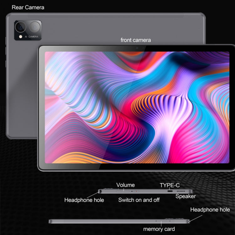 BDF P60 4G LTE Tablet PC 10.1 inch, 8GB+256GB, Android 12 MTK6762 Octa Core, Support Dual SIM, EU Plug(Grey) - BDF by BDF | Online Shopping UK | buy2fix