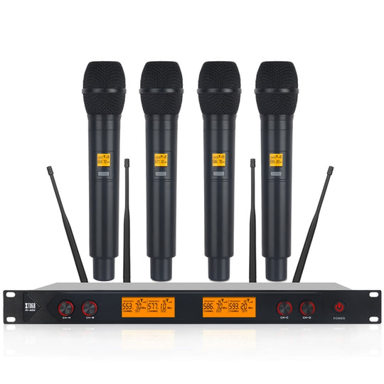 XTUGA A400-H Professional 4-Channel UHF Wireless Microphone System with 4 Handheld Microphone(EU Plug)
