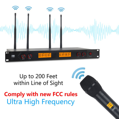 XTUGA A400-H Professional 4-Channel UHF Wireless Microphone System with 4 Handheld Microphone(US Plug) - Microphone by XTUGA | Online Shopping UK | buy2fix